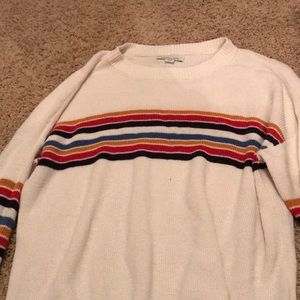 american eagle stitched striped white sweater